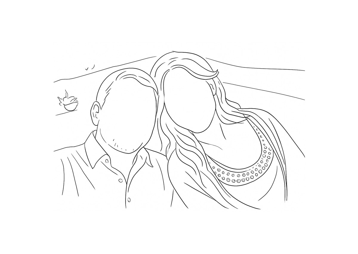 Line sketch of two people
