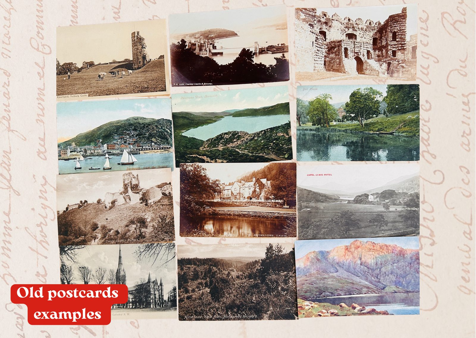 Old British postcards — castles, harbours and cathedrals